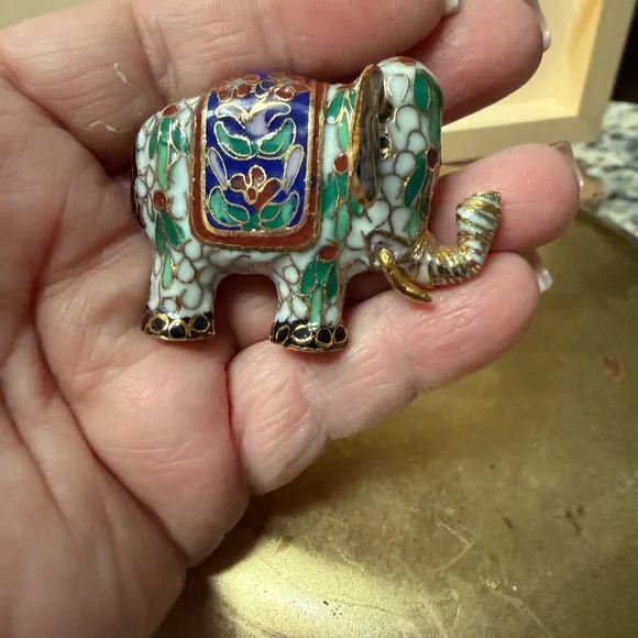 Colorful Cloisonné Elephant Figurine - Picture 7 of 7
